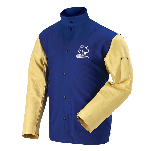 Revco Black Stallion FR Cotton & Grain Pigskin Hybrid Welding Jacket, Royal Blue FRB9-30C/PS